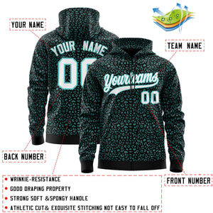 Custom Black Bright Green Varsity Full-Zip Letterman Leopard Print Hoodie Jacket