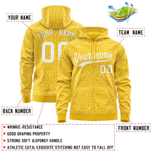 Custom Gold White Varsity Full-Zip Letterman Leopard Print Hoodie Jacket