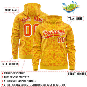 Custom Gold Orange Varsity Full-Zip Letterman Leopard Print Hoodie Jacket