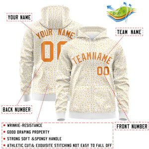 Custom White Orange Varsity Full-Zip Letterman Leopard Print Hoodie Jacket