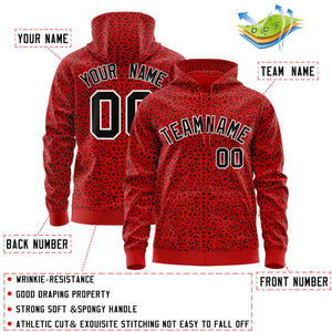 Custom Red Black Varsity Full-Zip Letterman Leopard Print Hoodie Jacket