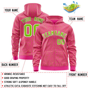 Custom Pink Neon Green Varsity Full-Zip Letterman Leopard Print Hoodie Jacket