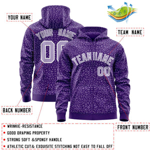 Custom White Purple Varsity Full-Zip Letterman Leopard Print Hoodie Jacket