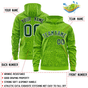 Custom Neon Green Green Varsity Full-Zip Letterman Leopard Print Hoodie Jacket