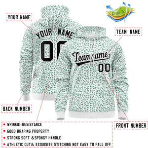 Custom White Kelly Green Varsity Full-Zip Letterman Leopard Print Hoodie Jacket