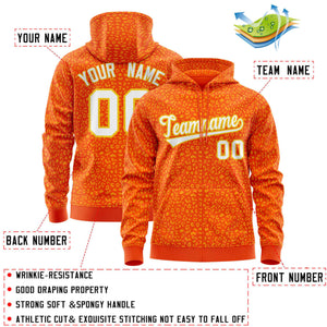 Custom Orange Gold Varsity Full-Zip Letterman Leopard Print Hoodie Jacket