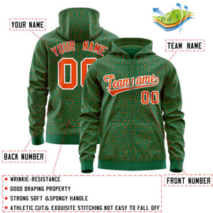 Custom Kelly Green Orange Varsity Full-Zip Letterman Leopard Print Hoodie Jacket