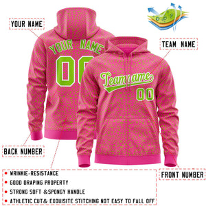 Custom Pink Neon Green Varsity Full-Zip Letterman Leopard Print Hoodie Jacket