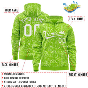 Custom Neon Green White Varsity Full-Zip Letterman Leopard Print Hoodie Jacket