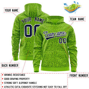 Custom White Bright Green Varsity Full-Zip Letterman Leopard Print Hoodie Jacket