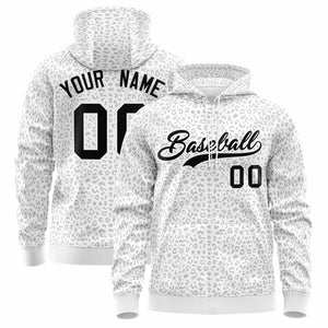 Custom White Black Varsity Full-Zip Letterman Leopard Print Hoodie Jacket