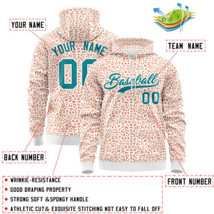 Custom White Orange Varsity Full-Zip Letterman Leopard Print Hoodie Jacket