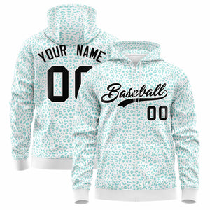 Custom White Bright Green Varsity Full-Zip Letterman Leopard Print Hoodie Jacket