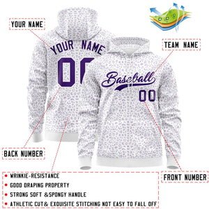 Custom Purple Light Purple Varsity Full-Zip Letterman Leopard Print Hoodie Jacket