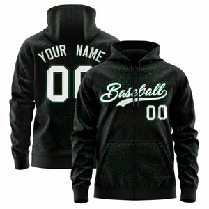 Custom Black Kelly Green Varsity Full-Zip Letterman Leopard Print Hoodie Jacket