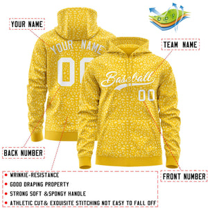 Custom Gold White Varsity Full-Zip Letterman Leopard Print Hoodie Jacket