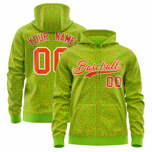 Custom Neon Green Orange Varsity Full-Zip Letterman Leopard Print Hoodie Jacket