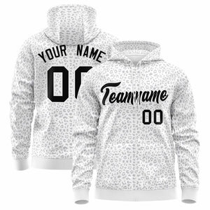 Custom White Black Varsity Full-Zip Letterman Leopard Print Hoodie Jacket