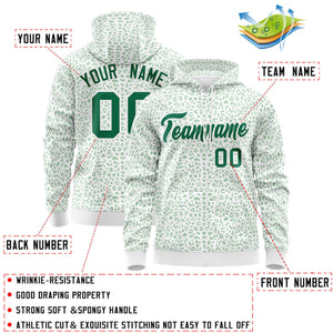 Custom White Kelly Green Varsity Full-Zip Letterman Leopard Print Hoodie Jacket