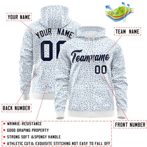 Custom White Light Blue Varsity Full-Zip Letterman Leopard Print Hoodie Jacket