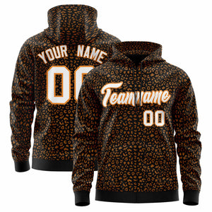 Custom Pink Powder Blue Varsity Full-Zip Letterman Leopard Print Hoodie Jacket