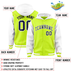 Custom Aqua White Raglan Sleeves Varsity Full-Snap Letterman Two Tone Hoodie Jacket