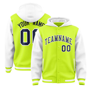 Custom Aqua White Raglan Sleeves Varsity Full-Snap Letterman Two Tone Hoodie Jacket