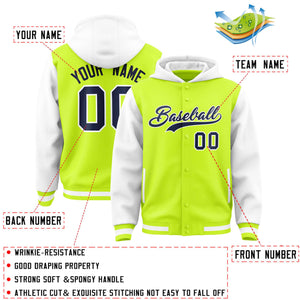 Custom Aqua White Raglan Sleeves Varsity Full-Snap Letterman Two Tone Hoodie Jacket