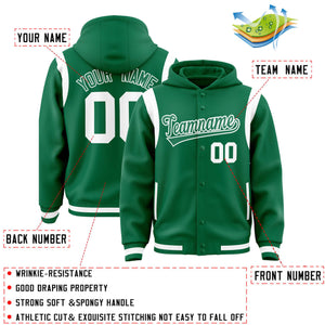 Custom Kelly Green Kelly Green Varsity Full-Snap Letterman Shoulder Color Block Hoodie Jacket