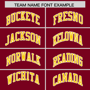 Custom Crimson Gold Raglan Sleeves Varsity Full-Snap Letterman Three Stripes Hoodie Jacket