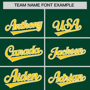 Custom Green Gold Raglan Sleeves Varsity Full-Snap Letterman Three Stripes Hoodie Jacket