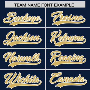 Custom Navy Old Gold Raglan Sleeves Varsity Full-Snap Letterman Three Stripes Hoodie Jacket