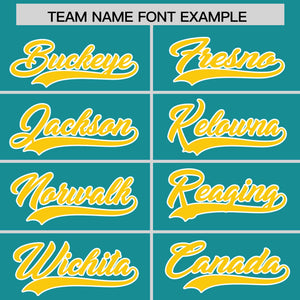 Custom Aqua Gold Raglan Sleeves Varsity Full-Snap Letterman Three Stripes Hoodie Jacket