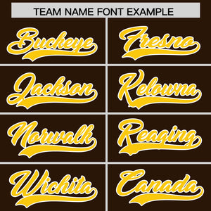 Custom Brown Gold Raglan Sleeves Varsity Full-Snap Letterman Three Stripes Hoodie Jacket