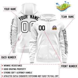 Custom White Black Varsity Full-Zip Letterman Classic Hoodie Jacket