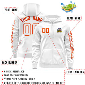 Custom White Orange Varsity Full-Zip Letterman Classic Hoodie Jacket