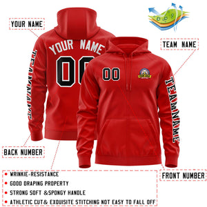 Custom Red Black Varsity Full-Zip Letterman Classic Hoodie Jacket