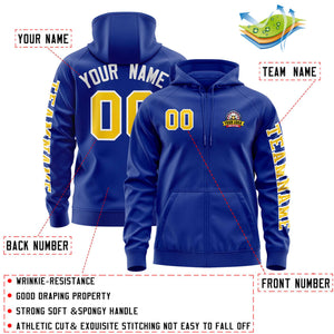 Custom Royal Gold Varsity Full-Zip Letterman Classic Hoodie Jacket