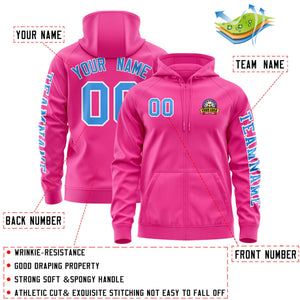 Custom Pink Powder Blue Varsity Full-Zip Letterman Classic Hoodie Jacket