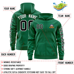 Custom Kelly Green Black Varsity Full-Zip Letterman Classic Hoodie Jacket