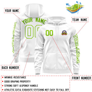 Custom White Neon Green Varsity Full-Zip Letterman Classic Hoodie Jacket