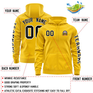 Custom Gold Black Varsity Full-Zip Letterman Classic Hoodie Jacket