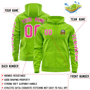 Custom Neon Green Pink Varsity Full-Zip Letterman Classic Hoodie Jacket