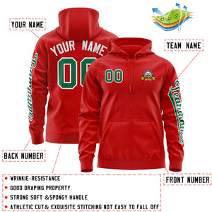 Custom Red Kelly Green Varsity Full-Zip Letterman Classic Hoodie Jacket