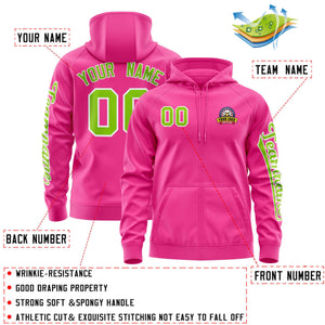 Custom Pink Neon Green Varsity Full-Zip Letterman Classic Hoodie Jacket