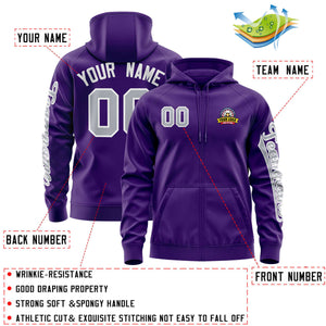 Custom Purple Gray Varsity Full-Zip Letterman Classic Hoodie Jacket