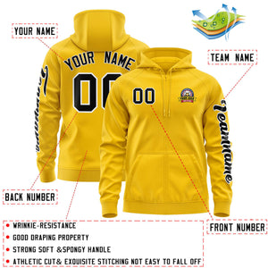 Custom Gold Black Varsity Full-Zip Letterman Classic Hoodie Jacket