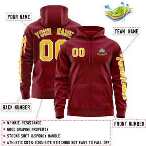 Custom Crimson Gold Varsity Full-Zip Letterman Classic Hoodie Jacket