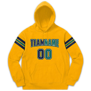 Custom Stitched Yellow Navy-Aqua Cotton Pullover Sweatshirt Hoodie