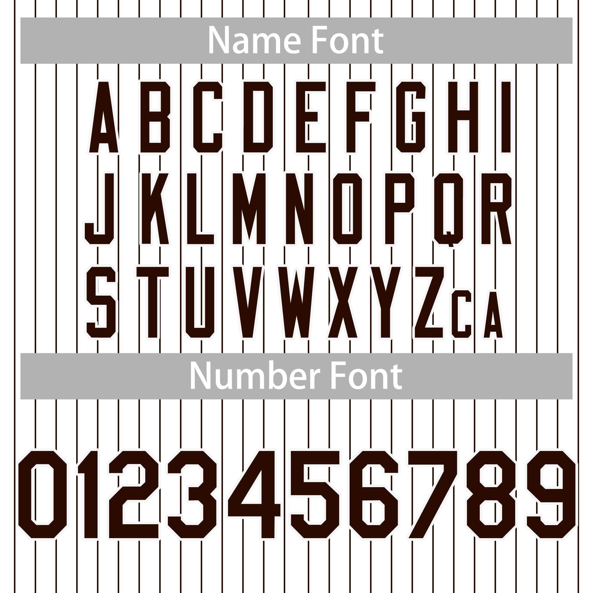 striped baseball uniforms player name font